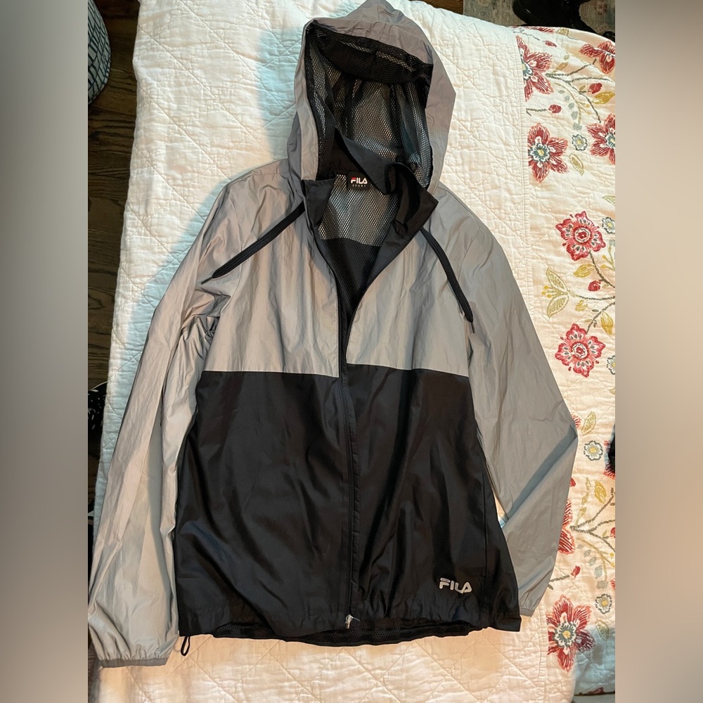 Fila Black and Reflective Mesh-Lined Jacket